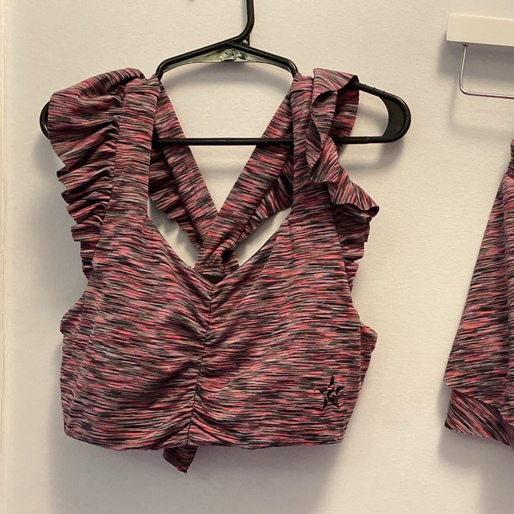 Kids Pink and Black Ruffled Top